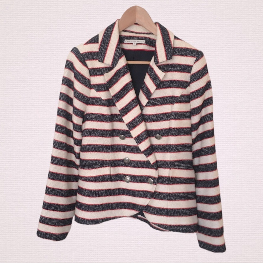 Striped Double Breasted Blazer - image 1